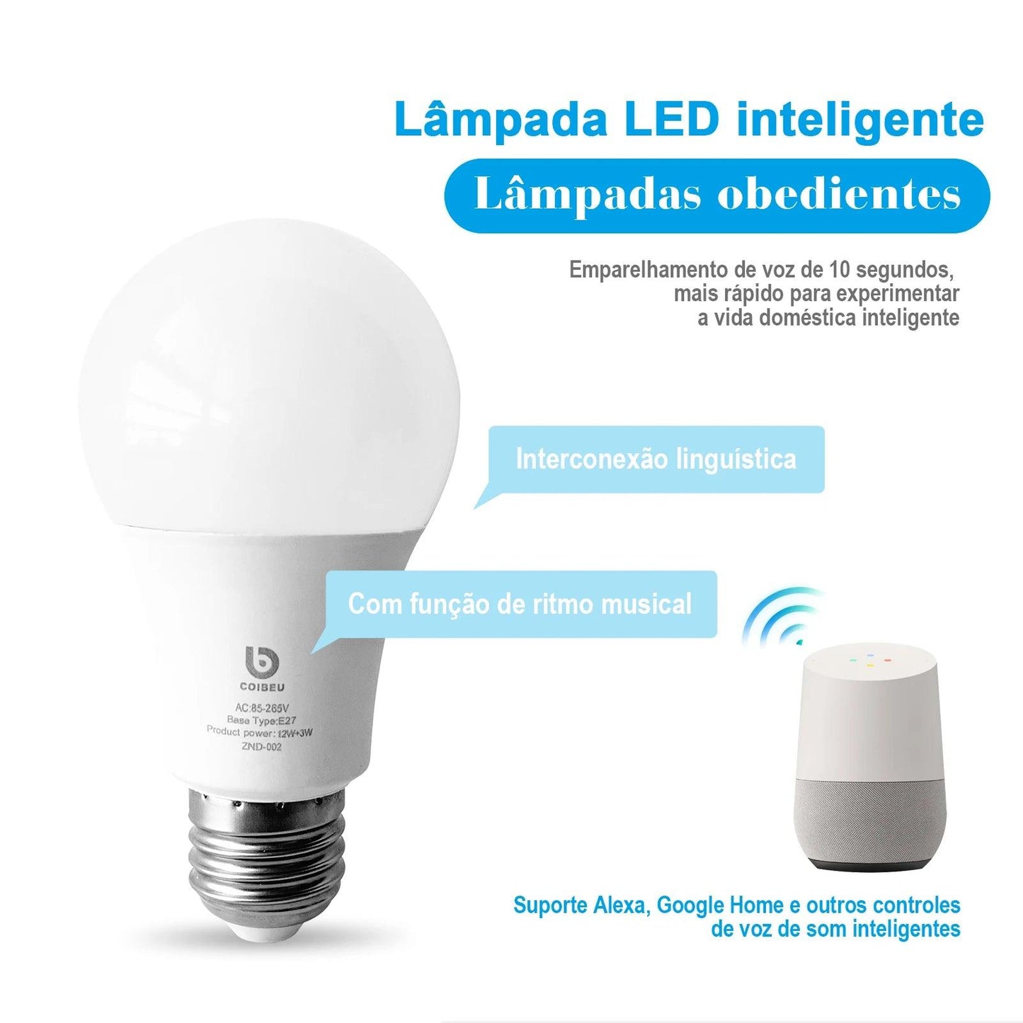 Lâmpada LED inteligente Alexa
