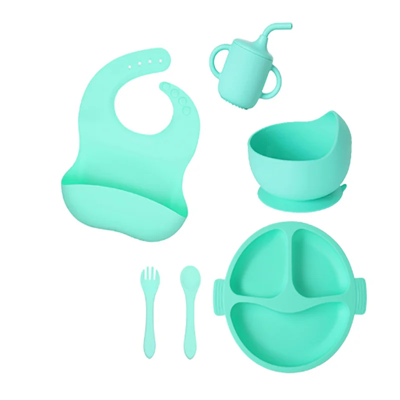 Conjunto Infantil de Utensílios de silicone para alimentação infantil