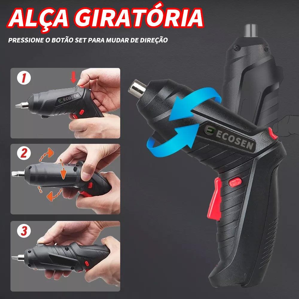 Ecosen kit Parafusadeira/furadeira 12 Pçs À Bateria Carregador Usb