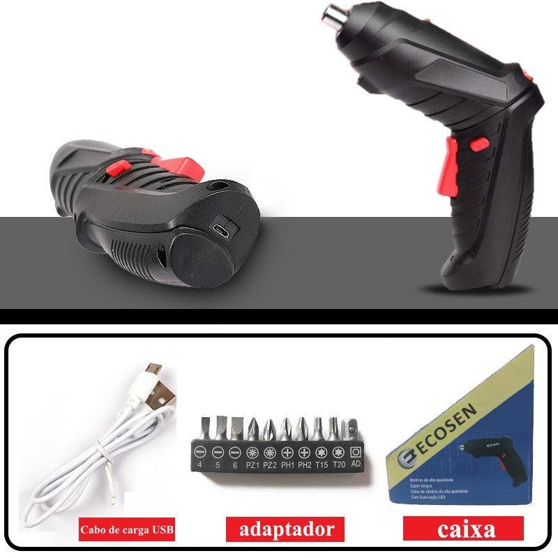Ecosen kit Parafusadeira/furadeira 12 Pçs À Bateria Carregador Usb