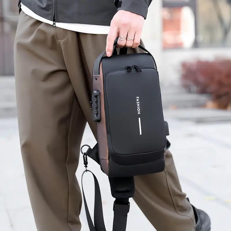 Bolsa de ombro antifurto com carregamento USB ✅